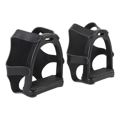 FAUOSWUK 2 Pcs Horse Saddle, Horse Riding Stirrup with Net Cover and Non Slip Pad Reinforced Connection Stirrups for English Saddle Western Stirrups for Training