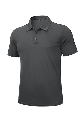 Polo Homme Manches Courtes Séchage Rapide Poloshirt Short Sleeve Moisture Wicking Regular Fit Polo Golf Sport (DG L)