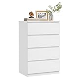WOLTU Kommode weiß mit Großer Kapazität, Sideboard mit 4 Schubladen, Kommodenschrank für Schlafzimmer, Wohnzimmer, 60x40x90cm