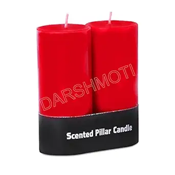 DARSHMOTI Wax Mini Pillar Candles, Smokeless Scented Mini Pillar Candle Pack Of 2 For Home Decoration And Celebrations, Burning Time 13Hr-14Hr, Pack Of 2, Strawberry