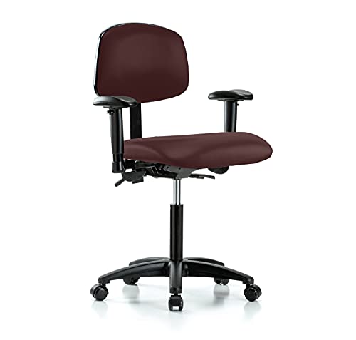Image of Perch Multi-Task Office Chair with Adjustable Armrests | Medium Bench Height 20-27 inch | Burgundy Vinyl
