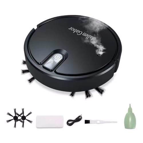 Robot Aspirapolvere Lavapavimenti Con Mappatura, 5-In-1 Robot Aspirapolvere Automatico Robot Spazzante Con Potente Aspirazione 2000 Pa Per Tappeti E Pavimenti Duri Con Peli Di Animali,Black-1 PACK