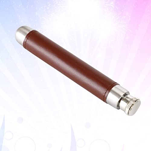 Bestonzon Mini Flask Mini Flask 3Pcs Mini Water For Liquor Bottles+ Portable Leather Wine Camping Stainless Flask Pot Cup Cover Brown Hip Tube Outdoor Steel Stainless Steel Flask Stainless Steel Flask #TOP1