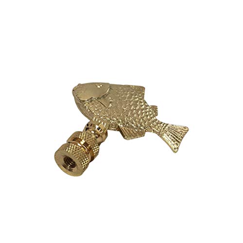 Image of Royal Designs, Inc. Sea Life Lamp Finial, Decorative Fish, Polished Brass, Replacement Finial for Table or Floor Lamps, Set of 2