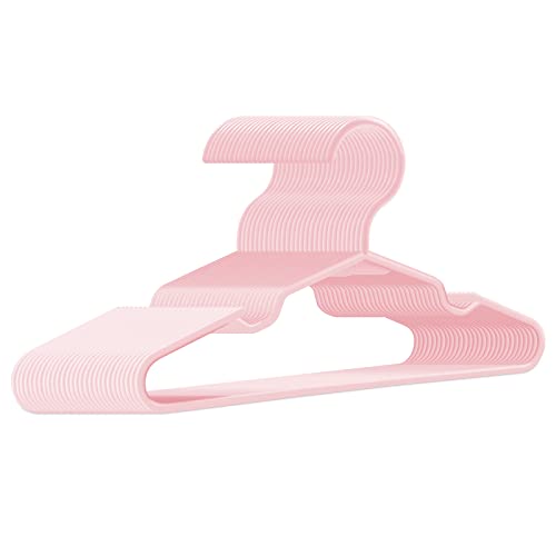 Image of trusir Baby Hangers for Closet 100 Pack Pink Plastic Kids Children's Clothes Hangers Non-Slip (Pink, 100)