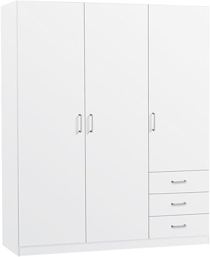 خزانة ملابس مع 3 أبواب و3 أدراج BN34248 من ووديز المقاس: العرض 1158 × العمق 495 × الارتفاع 1755 ملم - 704094949