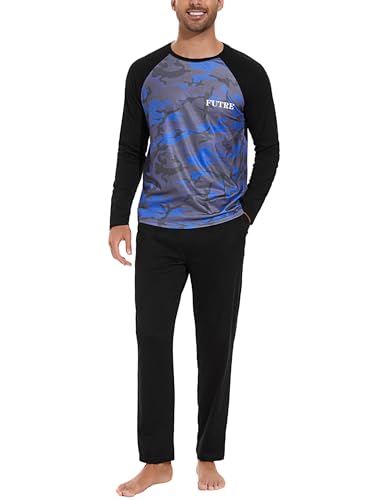 Nieery Pijama Hombre Conjunto de Pijama de Manga Larga Para Hombres En Camuflaje Pijama Hombre Invierno Algodon