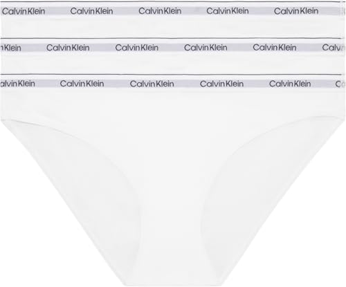 Calvin Klein Braguitas Tipo Bikini Pack de 3 Mujer Algodón elástico, Blanco (White/White/White), M