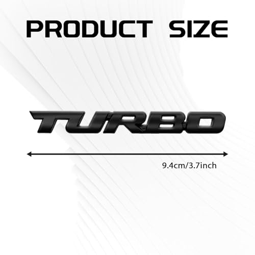 Image of Msyuusr 2PCS Turbo Car Emblem, Premium Metal Turbo Badge, 3D Turbo Metal Fender Logo Badge Sticker, Car Accessories Car Emblem Decal for All Cars, Truck, SUV（Black）