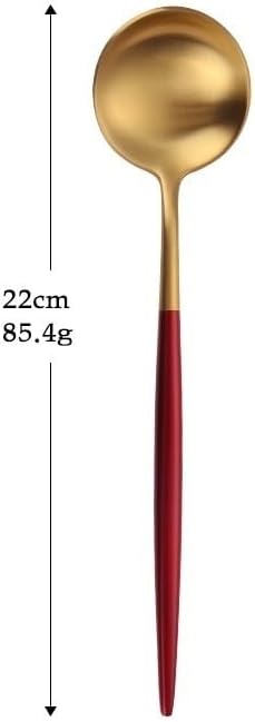 Silverware Flatware Set, 4/16/24 Piece 304 Stainless Steel Portuguese Western Cutlery Knife And Fork Set Red Gold Steak Knife, Fork And Spoon(16 Pieces for 4)