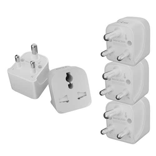 Image of rts (5 Pack) Foreign Devices to use in India Fast Charging Adapter Converter (USA /UK /China /Canada /Europe /Australia & More) Travel Essentials Plug for Smartphone, Laptop Camera Chargers White