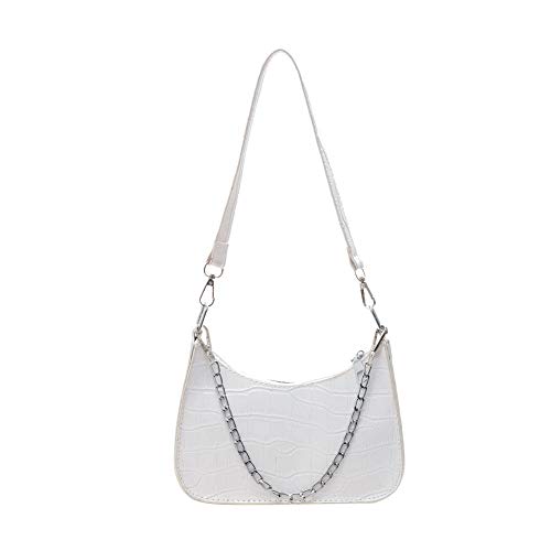 Sac à bandoulière rétro en cuir synthétique alligator pour femme - Blanc - blanc Cover