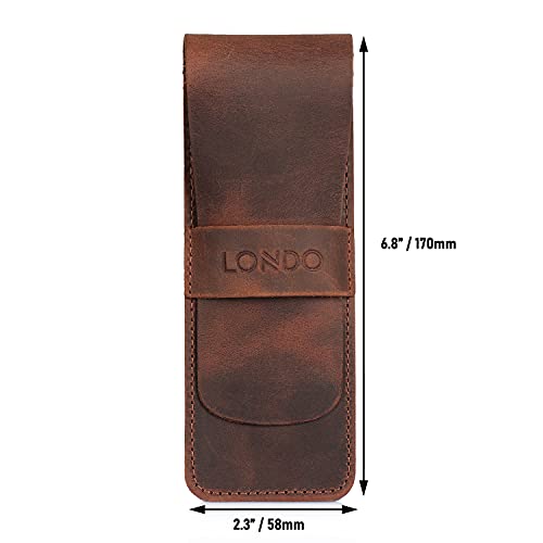 Image of Londo Genuine Leather Pen and Pencil Case with Tuck in Flap, Stationery Bag