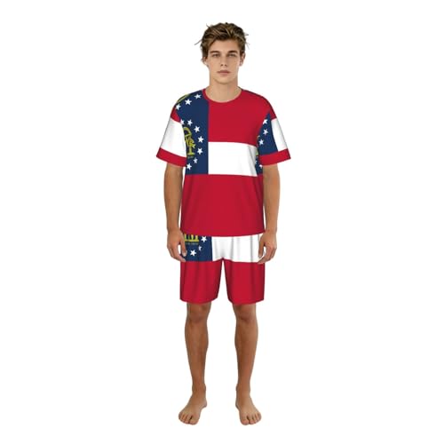 Pyjama homme drapeau Géorgie en coton doux pour vos moments de détente