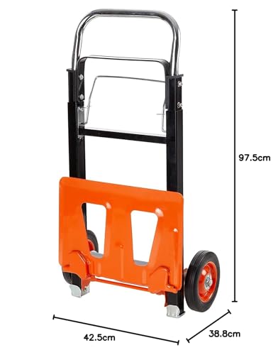 Image of BLACK+DECKER BXWT-H305 Aluminium Handtruck, 90kg Load Capacity, Heavy Duty Truck with Rubber Wheels, Telescopic Handle & Foldable Base Plate, Open Dimn: 42.5x38.5x97.5 cm, Folded Dimn: 20x38x70.5 cm