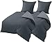 RUIKASI Bettwäsche 135x200 4teilig Set - Wendebettwäsche anthrazit und grau, Bettbezug 135 x 200 4tlg mit Kissenbezüge, Mikrofaser und Baumwolle, weich und atmungsaktiv