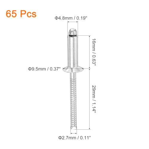 Rivet aveugle tôle et réparation auto en inox 304 type ouvert 3/16" - 3