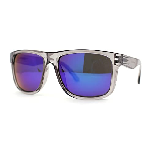 Color Mirror Mens Sport Rectangle Horn Rim Plastic Sunglasses