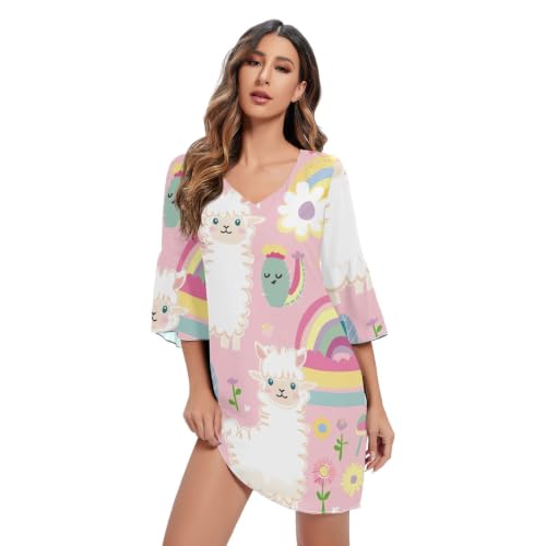 Robe lama arc-en-ciel rose confortable qui ne pique pas pour fille