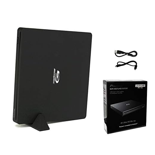 Pioneer BDR-XS07UHD Portable 6X Ultra HD 4K Blu-ray Burner External Drive Bundle with Cyberlink Software Download Installation Code and USB Cable - Burns CD DVD BD DL BDXL Discs