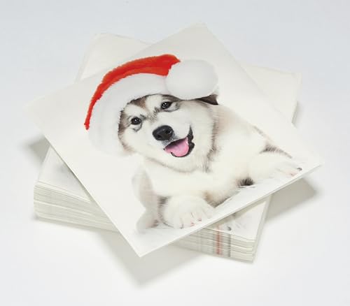 20 servilletas Husky de Navidad de guata de 3 capas, 33 x 33 cm