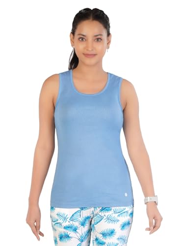 Image of Rupa Colors Playsure Solid 100% Combed Cotton Rib Fabric, Women's Standard Fit Tank Top, Sleeveless Pack of 1