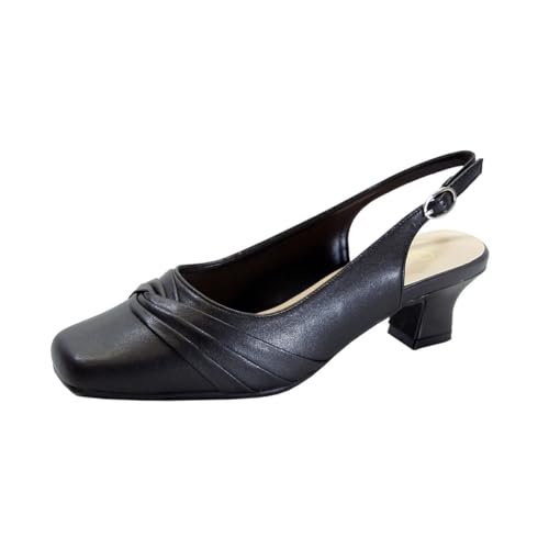 Peerage Mabel Women's Wide Width Leather Low Heel Slingback Pumps