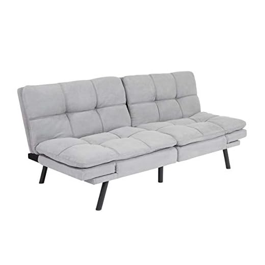 Memory Foam Futon Sofa Bed Couch Sleeper Convertible Foldable Gray Suede