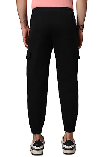 Image of Hubberholme Men's Regular Fit Cotton Trousers, Ankle Length Button Closure Elasticated Waist Cargo Joggers