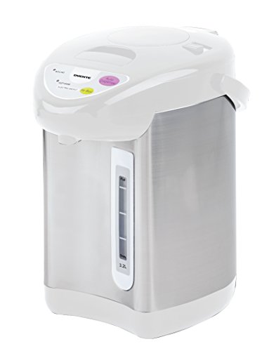 Ovente Electric Stainless Steel Insulated Hot Water Boiler and Warmer 3.2 Liter, 700 Watt Water Dispenser Automatic Keep Warm Setting & Boil Dry Protection, Perfect for Tea or Coffee, White WA32W