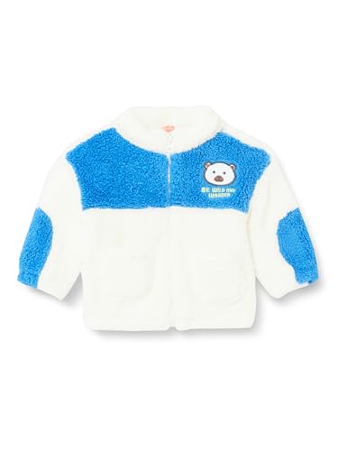 Maillot de survêtement bébés garçons Koton, sweat color block écru en shearling zippé
