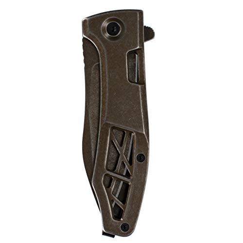 Kershaw Boilermaker Pocketknife; 3.3-Inch 8Cr13Mov Stainless Steel Blade, Speedsafe® Assisted Open, Brown Pvd Coating With Stonewashed Finish, Frame Lock, Every Day Carry (3475), Black #TOP4