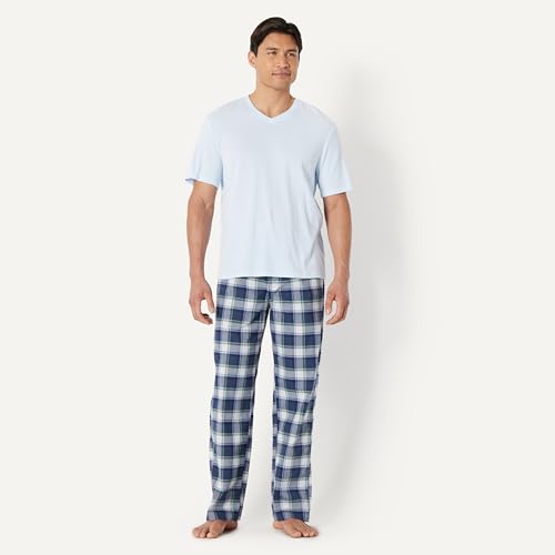 Image of Amazon Essentials Men's Cotton Poplin Straight-Fit Pajama Pants with Pockets, Elastic Waist, Drawstring