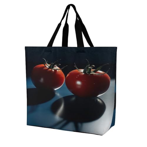 Women's Multi-Functional Shopping Bag，Tomatoes on The Table Printing Messenger Bag Shoulder Bag for Travel, Work, Shopping & Parties with Inner Pocket, Grocery Bag Lightweight & Water-Resistant