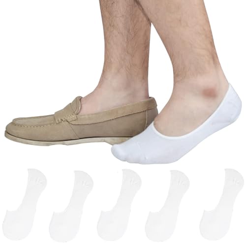 Amuer 5 Pairs Mens No Show Socks With Non Slip Grips,Loafer ...