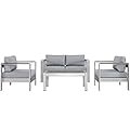 Casafoyer Shore 4-Piece Aluminum Outdoor Patio Furniture Set in Silver Gray