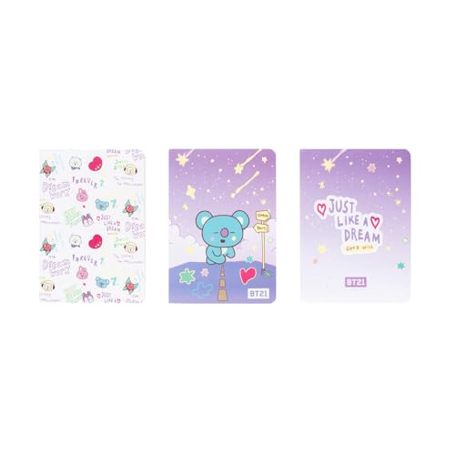 Grupo Erik A6 Notebook Set - BT21 Kawaii Stationery | 3 A6 Notebooks - Lined, Plain, Dotted - 32 sheets (64 pages) | Koya BT21 Merch, Kawaii Stuff, Cute Stationery Gifts Under 15 Pounds - Image 2