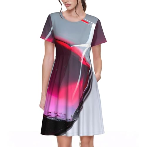 Robe d'été imprimé bouteille de vin rouge pour femme décontractée
