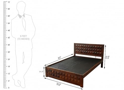 Image of Bed Solid Sheesham Wood for Your Bedroom | Solid Wood King Bed | Dark Walnut Finish, Delivery Condition - DIY
