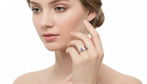 Image of Choose Your Gemstone Princess Shape Accented Engagement Ring 925 Sterling Silver Minimal Modern Design Birthday Gift Wedding Gift Side Stone Engagement Rings : US Size 4 to 12