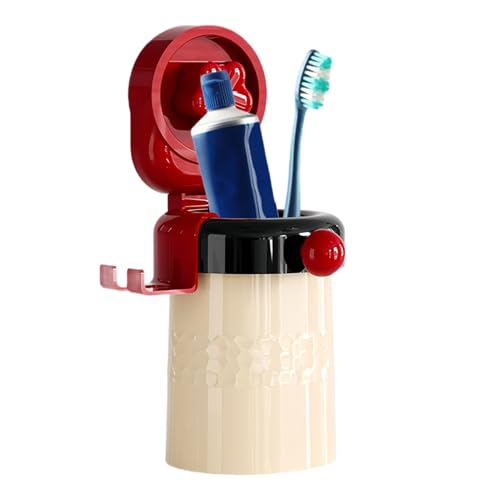 Vaso para Cepillo de Dientes, Organizador de Pared para baño, Soporte magnético sin instalación de Taladro, de Gancho en U para un fácil Almacenamiento, diseño de Secado al Aire Que Ahorra