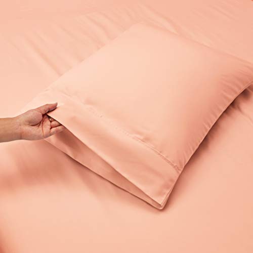 Image of Hearth & Harbor Extra Deep Pocket California King Sheets - 4 Piece Hotel Luxury California King Sheet Set Fits Up to 24 inch Mattress - Ultra Soft Luxury Bed Sheet Set - Cal King, Peach