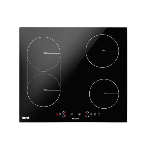 Baridi 60cm Built-In Induction Hob with Bridge Zone, 4 Cooking Zones, 2800W, Boost Function, 9 Power Levels, Touch Control & Timer - DH178