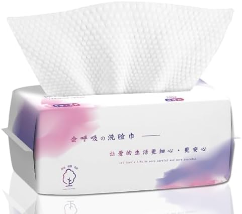 Face Clean Towels, 100 Count Disposable Biodegradable Facial Wash Cloth for Sensitive Skin, Lint- free Facial Tissue for Cleansing, Skincare and Makeup Remover, Dry Wipes