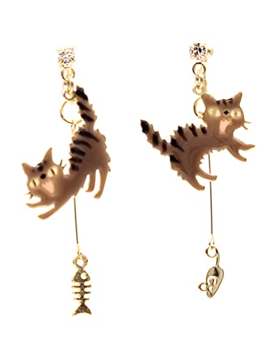 タイルの手描きねこピアス/イヤリング