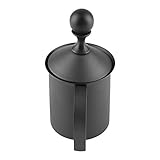 400ML / 800ML Espumador de Leche Manual de Acero Inoxidable con Herramienta de Decoración de Capuchino de Espuma de Malla de Doble Capa para Cafetería,Tienda de Leche, etc.(400ML)
