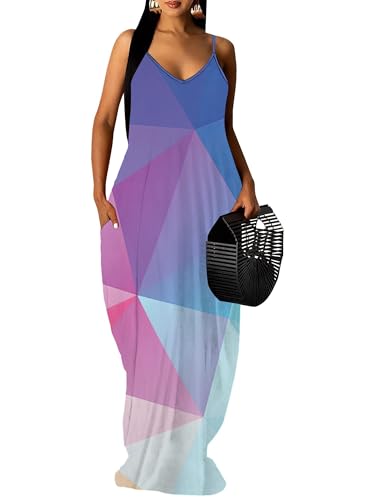 Image of SUZONANA Women Plus Size Summer Maxi Dress Spaghetti Strap Loose Sundress
