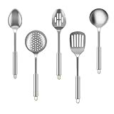 Espátula for wok de acero inoxidable 304, accesorios cocina metal, espátula ranurada, cuchara arroz, cucharón, utensilios(5Pcs)