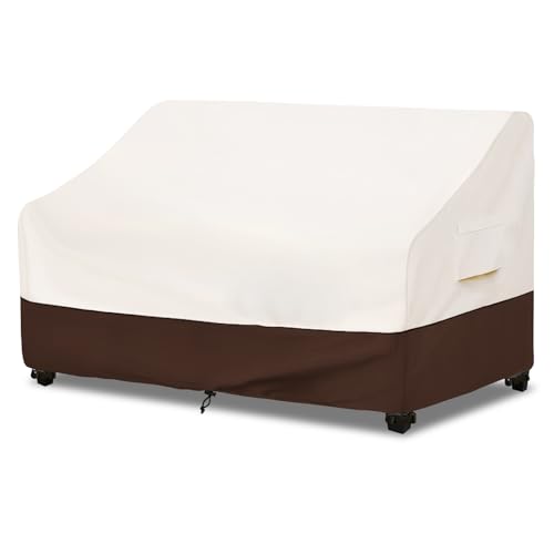 Image of Bitubi Waterproof Patio Sofa Cover, Heavy Duty 3-Seater Outdoor Couch Cover Size Up to 85W x 38D x 35H Inches, Lawn Patio Furniture Covers with Air Vent (Brown)