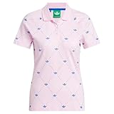 adidas Women's Originals Printed Trefoil Polo - Clear Pink/Bluebird LG